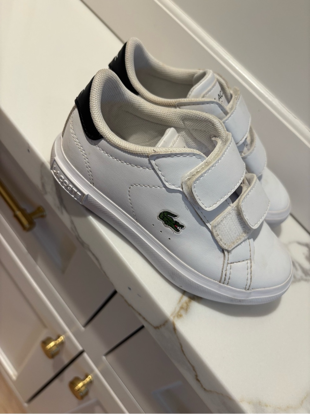 Lacoste White Kids Velcro Sneakers Size 9